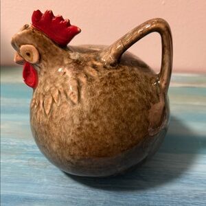 Rustic Brown Ceramic Chicken Jug